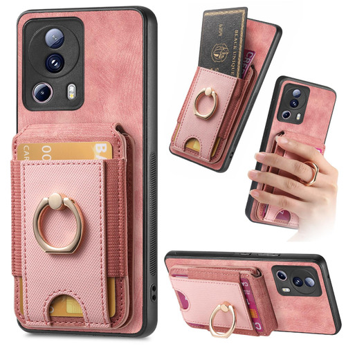 For Xiaomi 13 LIte Retro Splitable Magnetic Stand Card Bag Leather Phone Case(Pink)