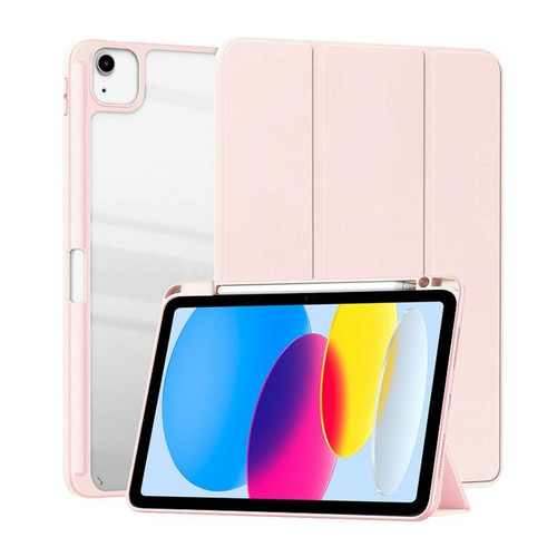 For iPad 10th Gen 10.9 2022 ZGA Tri-Fold Voltage Smart Leather Tablet Case(Pink)