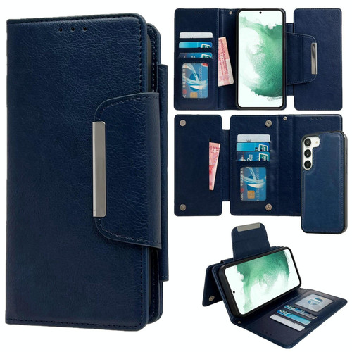 For Samsung Galaxy S22+ 5G Multifunctional 7-Card Wallet Leather Phone Case(Royal Blue)