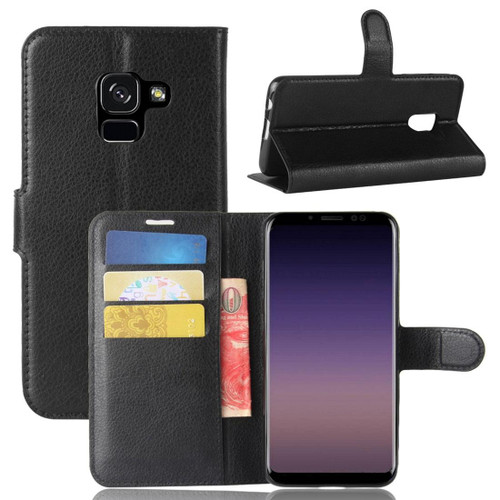 For Galaxy A8 (2018) Litchi Texture Horizontal Flip Leather Case with Holder & Card Slots & Wallet(Black)