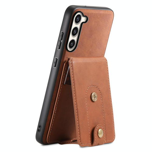 For Samsung Galaxy S23+ 5G Denior D14 NK Retro Pattern MagSafe Magnetic Card Holder Leather Phone Case(Brown)