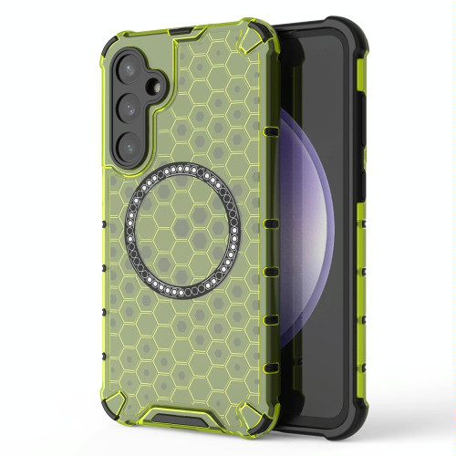 For Samsung Galaxy S23 FE 5G Honeycomb Magnetic Ring Shockproof Phone Case(Green)