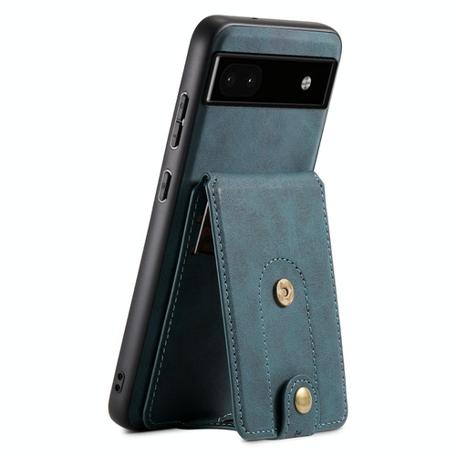 For Google Pixel 6a Denior D14 NK Retro Pattern MagSafe Magnetic Card Holder Leather Phone Case(Blue)