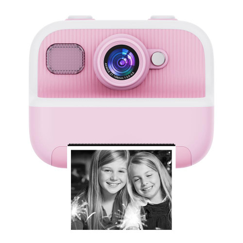 M8 2.4-Inch 1080P HD 2400W Pixel Dual-Camera Children Thermal Printing Camera, Color: Pink+32GB