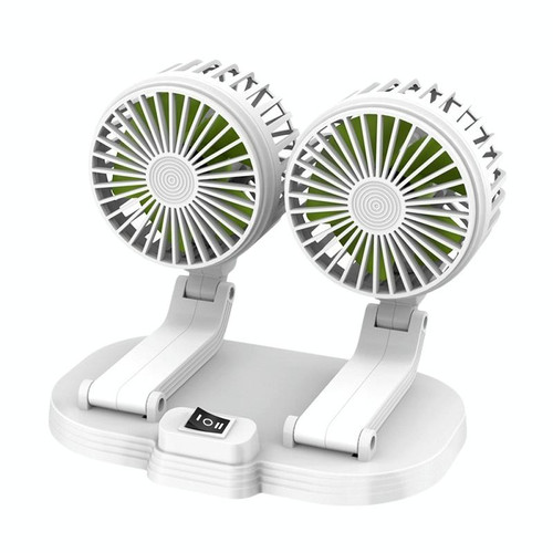 5V USB Port Car Dual-head Fan Circulation Fan(White)