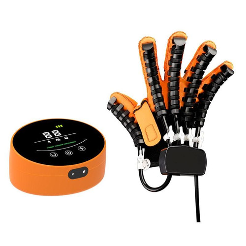 Intelligent Robot Split Finger Training Rehabilitation Glove Equipment With US Plug Adapter, Size: XXL(Orange Right Hand)