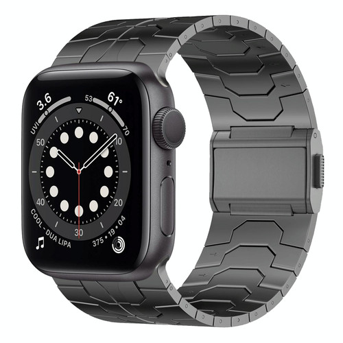 For Apple Watch Series 6 44mm Norman Buckle Stainless Steel Watch Band(Gunmetal)