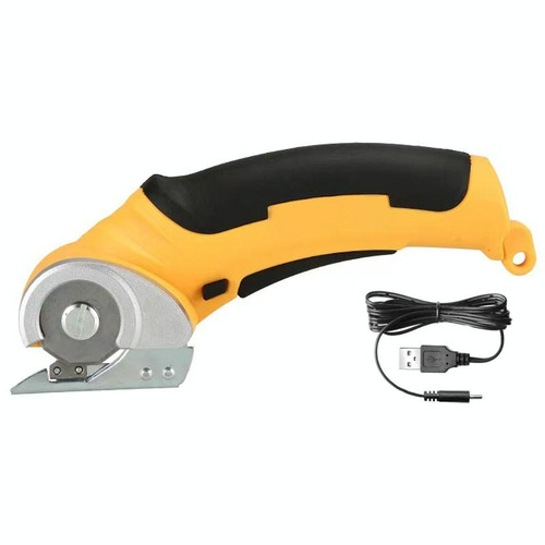 Electrical Scissors Handheld Clothing Fabric Leather Tailoring Shears Small Carpet Cutter(Yellow)