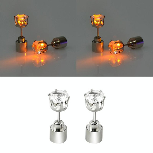 1 Pair Fashion LED Earrings Glowing Light Up Diamond Earring Stud(Orange)