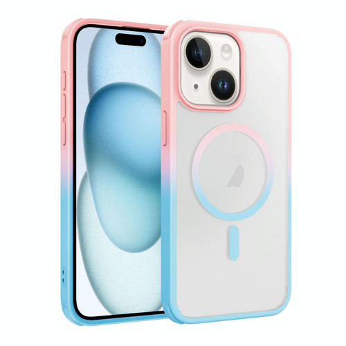 For iPhone 15 Plus Colorful MagSafe PC + TPU Phone Case(Pink Blue)
