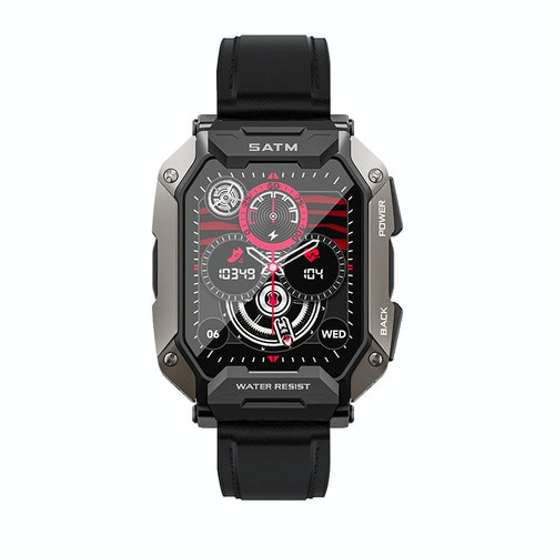 C20Plus 1.81-inch Health Monitoring Waterproof Bluetooth Call Smart Watch, Color: Black Leather