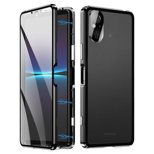 For Sony Xperia 5 V HD Magnetic Metal Tempered Glass Phone Case(Black) For Sony Xperia 5 V HD Magnetic Metal Tempered Glass Phone Case(Black)