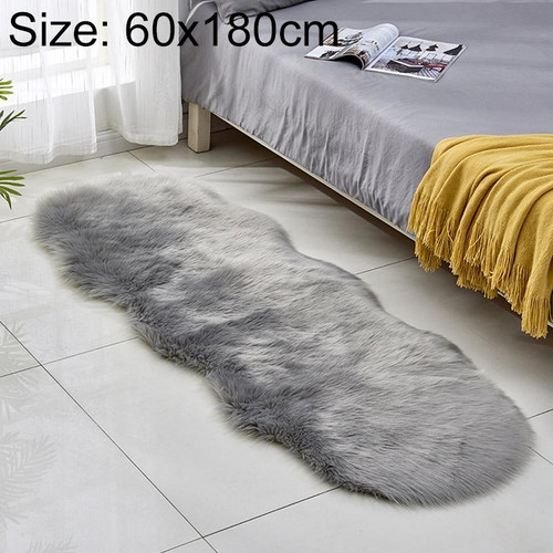 Faux Wool Leather Sofa Carpet Floor Mats Fleece Cushions Bay Window Mats, Size: 60x180cm(Gray)
