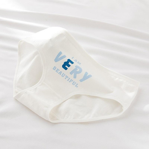 6 PCS Women Cotton Mid-rise Cartoon Briefs (Color:Letters On White Size:M)