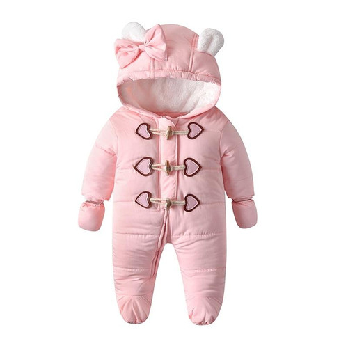 Quilted And Velvet Warm Baby Onesies (Color:Pink Size:73)