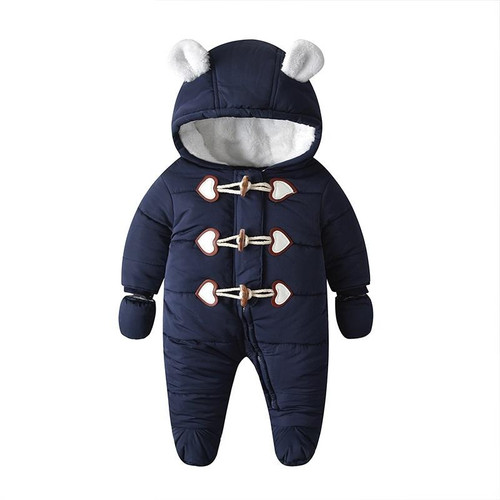 Quilted And Velvet Warm Baby Onesies (Color:Dark Blue Size:73) Quilted And Velvet Warm Baby Onesies (Color:Dark Blue Size:73)