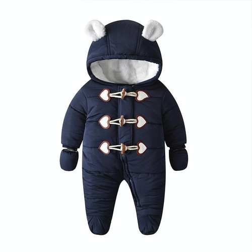 Quilted And Velvet Warm Baby Onesies (Color:Dark Blue Size:66) Quilted And Velvet Warm Baby Onesies (Color:Dark Blue Size:66)