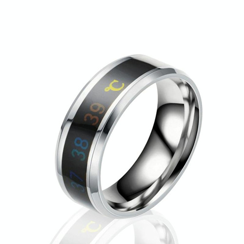 6 PCS Smart Temperature Ring Stainless Steel Personalized Temperature Display Couple Ring, Size: 6(White)