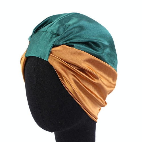 3 PCS TJM-433 Double Layer Elastic Headscarf Hat Silk Night Cap Hair Care Cap Chemotherapy Hat, Size:  M (56-58cm)(Green Khaki) 3 PCS TJM-433 Double Layer Elastic Headscarf Hat Silk Night Cap Hair Care Cap Chemotherapy Hat, Size:  M (56-58cm)(Green Khaki)