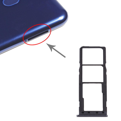 For Samsung Galaxy M10 SM-M105 SIM Card Tray + SIM Card Tray + Micro SD Card Tray (Black)