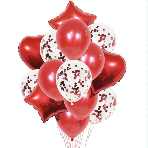 2 PCS 18 Inch Aluminum Pearl Sequins Balloon Set Party Decoration Holiday Decoration(Red)