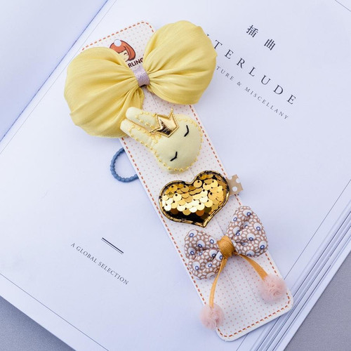 Bowknot Hairpin Sequins Love Hairpin Combo Set Children Hair Accessories Set(Yellow) Bowknot Hairpin Sequins Love Hairpin Combo Set Children Hair Accessories Set(Yellow)
