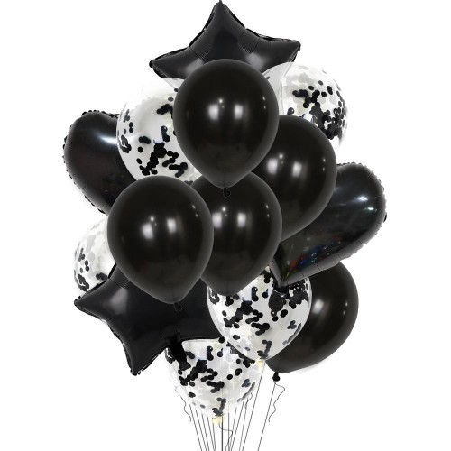 2 PCS 18 Inch Aluminum Pearl Sequins Balloon Set Party Decoration Holiday Decoration(Black)