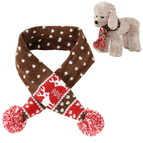 Christmas Pet Scarf Autumn And Winter Warm Elk Christmas Dog Scarf, Size:S(Brown)