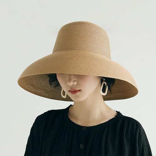 Big Eaves Straw Hat  Female Summer Sunscreen Basin Hat Beach Vacation Sunhat Fisherman Hat, Colour: Yellow(M56-58cm)
