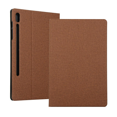 For Samsung Galaxy Tab S8+ / Tab S8 Plus /  Tab S7 FE / Tab S7+ / T970 Fabric Texture Horizontal Flip PU Leather Case with Holder(Brown)