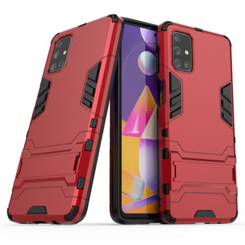For Samsung Galaxy M31s PC + TPU Shockproof Protective Case with Invisible Holder(Red) For Samsung Galaxy M31s PC + TPU Shockproof Protective Case with Invisible Holder(Red)