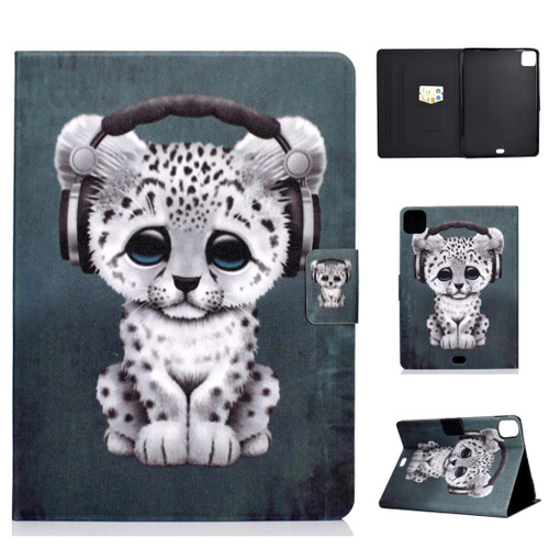 For iPad Air 2022 / 2020 10.9 Electric Pressed Colored Drawing Horizontal Flip Leather Case with Holder & Card Slots & Sleep / Wake-up Function(Music Leopard)