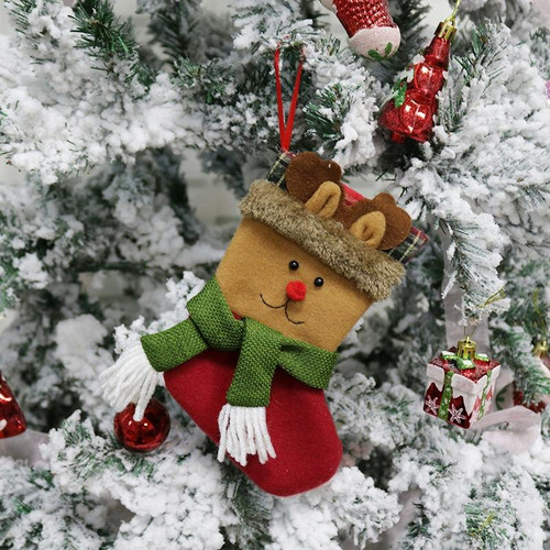 Christmas Socks Gift Bag Christmas Tree Pendant Decoration Socks Creative Christmas Gifts(Elk)
