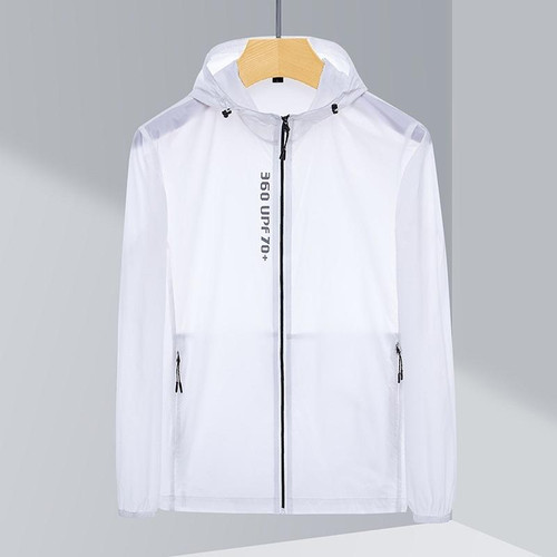 Mens Outdoor UV Proof Breathable Lightweight UPF 70 + Sunscreen Clothes For Couples (Color:White Size:XXL)