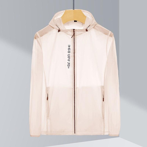 Mens Outdoor UV Proof Breathable Lightweight UPF 70 + Sunscreen Clothes For Couples (Color:Beige Size:S)