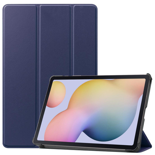 For Samsung Galaxy Tab S7 T870 Custer Texture Horizontal Flip Leather Case with Three-folding Holder & Sleep / Wake-up Function(Dark Blue)