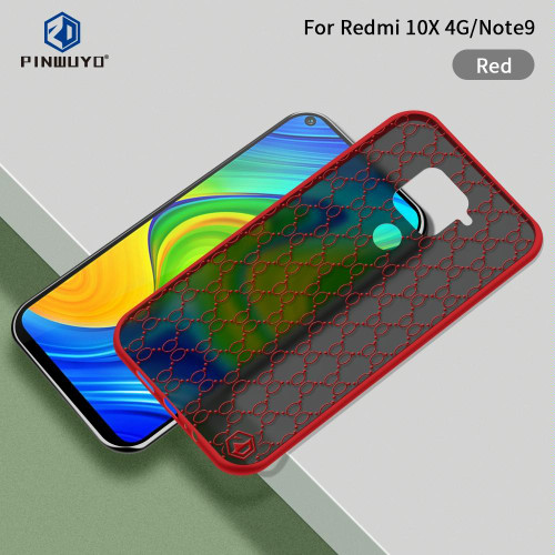 For Xiaomi Redmi Note 9 (4G) PINWUYO Series 2nd Generation PC + TPU Anti-drop All-inclusive Protective Shell Matte Back Cover(Red)