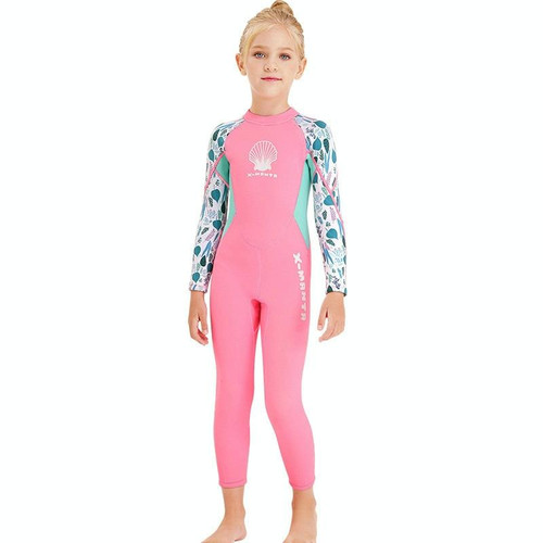 DIVE & SAIL M150556K Shell Pattern Children Diving Suit One-piece Swimsuit Snorkeling Surfing Anti-jellyfish Clothing, Size:S(Pink)