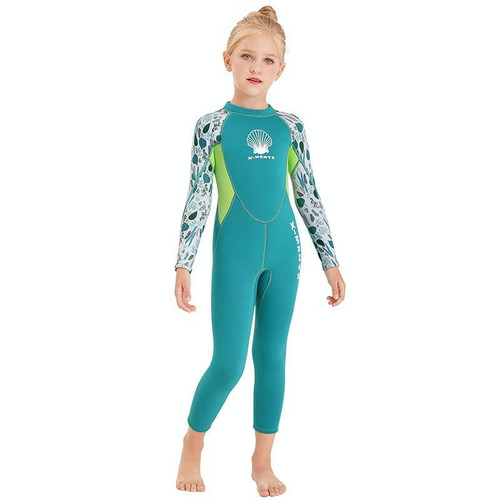 DIVE & SAIL M150556K Shell Pattern Children Diving Suit One-piece Swimsuit Snorkeling Surfing Anti-jellyfish Clothing, Size:L(Green) DIVE & SAIL M150556K Shell Pattern Children Diving Suit One-piece Swimsuit Snorkeling Surfing Anti-jellyfish Clothing, Size:L(Green)