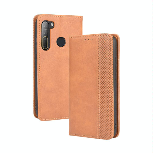 For HTC Desire 20 Pro Magnetic Buckle Retro Crazy Horse Texture Horizontal Flip Leather Case  , with Holder & Card Slots & Photo Frame(Brown) For HTC Desire 20 Pro Magnetic Buckle Retro Crazy Horse Texture Horizontal Flip Leather Case  , with Holder & Card Slots & Photo Frame(Brown)