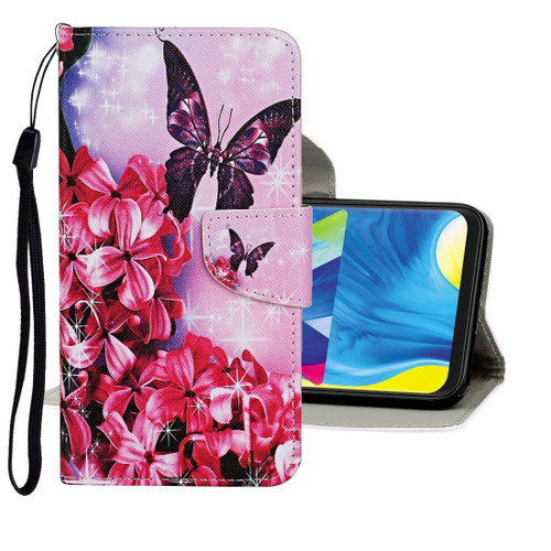 For Samsung Galaxy A50 / A30s Colored Drawing Pattern Horizontal Flip Leather Case with Holder & Card Slots & Wallet(Purple Butterfly)