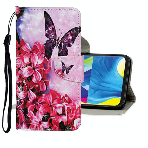 For Samsung Galaxy A71 Colored Drawing Pattern Horizontal Flip Leather Case with Holder & Card Slots & Wallet(Purple Butterfly)