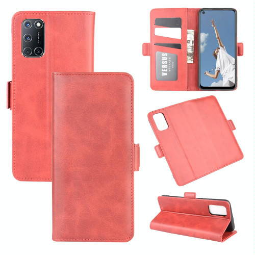 For OPPO A72 Dual-side Magnetic Buckle Horizontal Flip Leather Case with Holder & Card Slots & Wallet(Red)