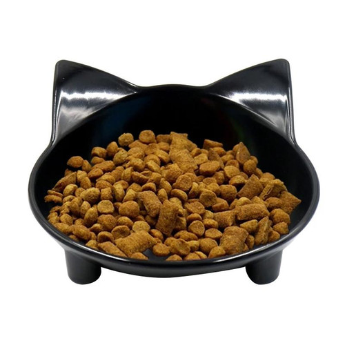 Pet Bowl Non-slip Cute Cat Type Color Cat Bowl Pet Supplies(Black)