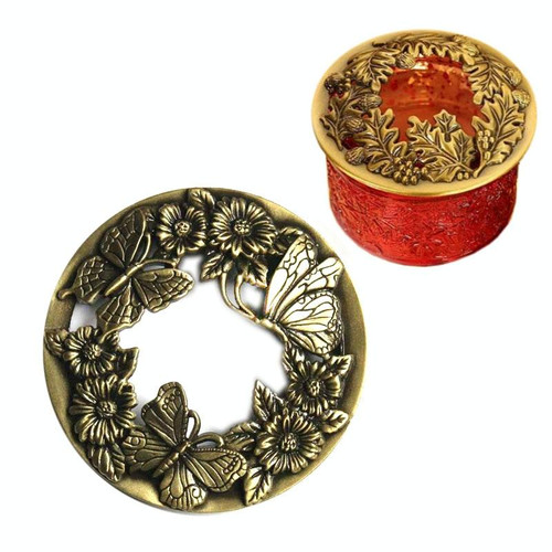 Built-in Wrought Iron Polythermal Anti-hanging Wall Scented Candle Zinc Alloy Smart Cover(Butterfly Love Flower)