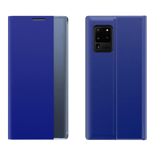 For Galaxy S20 Plus Side Display Magnetic Horizontal Flip Plain Texture Cloth + PC Case with Holder & Sleep / Wake-up Function(Blue)