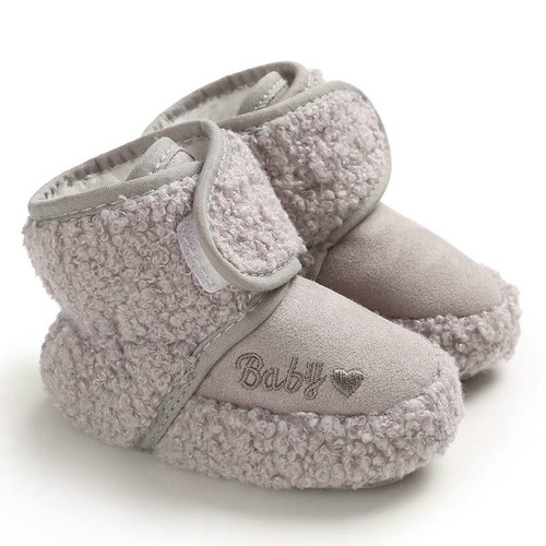 Newborn Baby 0-1 Years Old in Autumn and Winter Keep Warm Soft Bottom Toddler Shoes, Size:Inner Length 13cm(Gray)