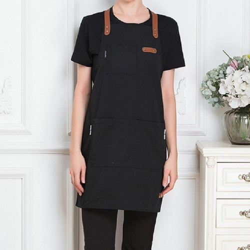 Milk Tea Coffee Fondue Restaurant Canvas Apron(Black)