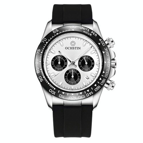 OCHSTIN 6103 Multi Function Quartz Watch Silicone Watch Band Sports Luminous Waterproof Watch(Silery)
