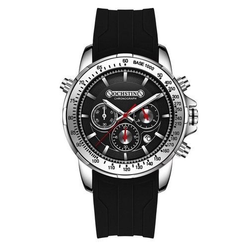 OCHSTIN 6125A Multi Function Chronograph Men  Sports Silicone Quartz Waterproof Men  Watch( Silver)